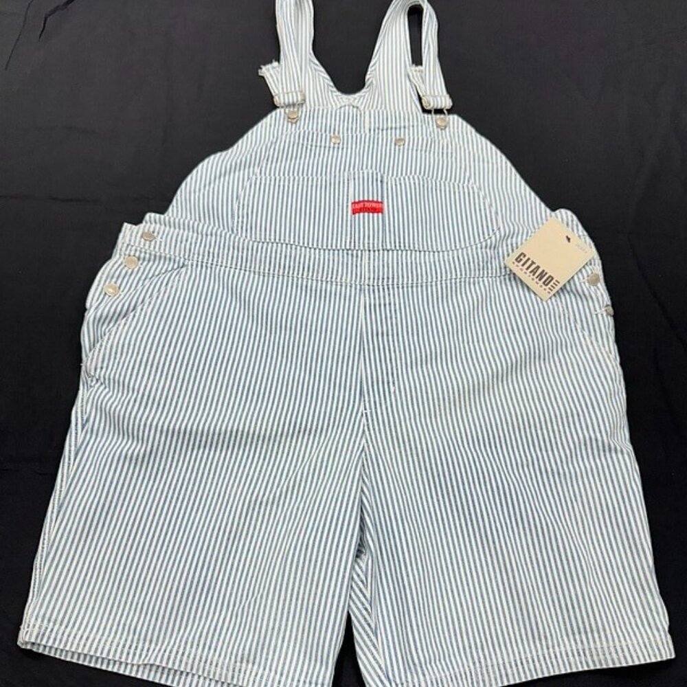 VTG NWT Gitano Sportswear Bib Overalls Womens 38/24W Seersucker Stripe 90s‎ 1992